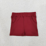 SS0962 Solid Dark Red Yoga Girl's Shorts