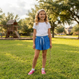 SS0966 Dots Blue Yoga Girl's Shorts