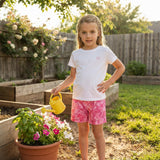 SS0993 Hunting Leaves Rose Red Girl's Shorts
