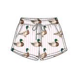 Preorder MOQ 5 pcs GLS0224 Mallard Ducks Pink Stripe Girls Shorts Set