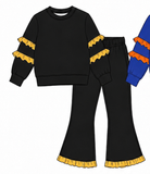 MOQ 5 pcs Custom Style Solid Color Colorful Ruffles Girls Outfits