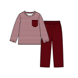MOQ 5 pcs Custom Style Solid Color Stripe Colorful Boys Set
