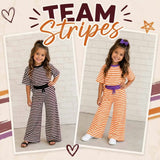 MOQ 5 pcs Custom Style Team Stripe Girls Wide Leg Outfits