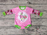 LR0439 Christmas Pink Baby Bubble Girl's Romper