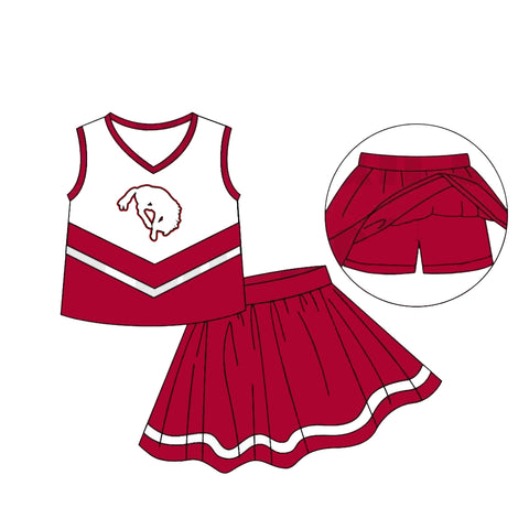 MOQ 8 pcs Custom Style Red Cheer Girl Skirt Set