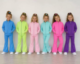 Preorder MOQ 5 pcs Each Color Solid Color Yoga Girls Coat Flared Pants Set