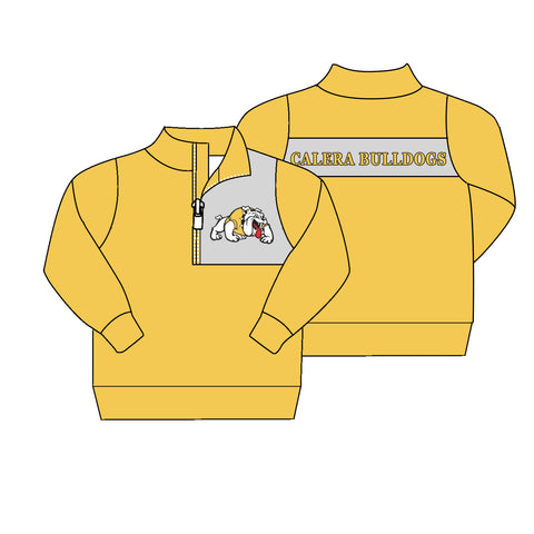 MOQ 8 pcs Custom Style CALERA BULLDOGS Pullover Ziper Shirt Top Boy