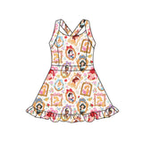 MOQ 5 pcs Custom Style Cartoon Princess Shorts Liner Girls Dress
