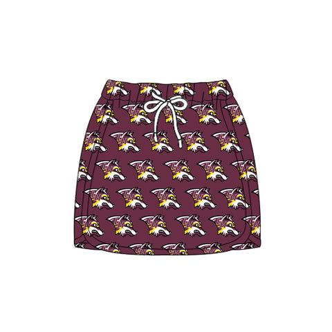 MOQ 8 pcs Custom Style School Team Maroon Yoga Skorts Skirt Shorts Lined
