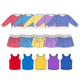Preorder MOQ 5 pcs Each Style Colorful Stripe Vest 3 Pcs Girls Skorts Set