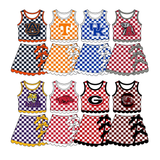 Preorder MOQ 5 pcs Each Style School Team Mascot Bows Scallop Edge Yoga Girls Skorts Set