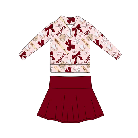 MOQ 5 pcs each style Custom Style Team Pleated Girls Skorts Set