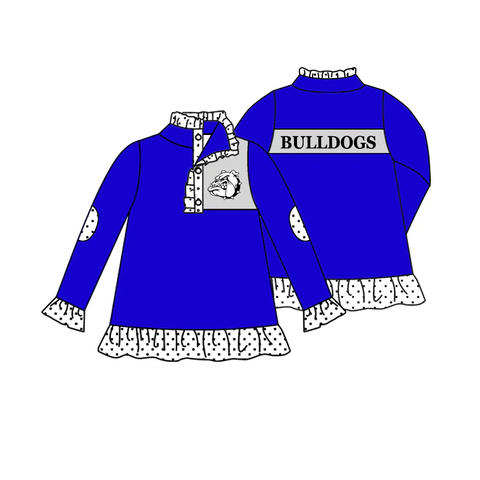 MOQ 8 pcs Custom Style BULLDOGS Pullover Ziper Shirt Top Girl