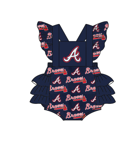 MOQ 8 pcs Custom Style Braves Romper Girl