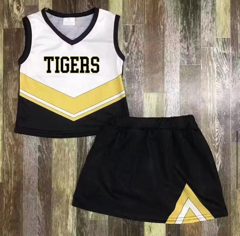 MOQ 8 pcs Custom Style Cheer TIGERS Girl Skirt Set