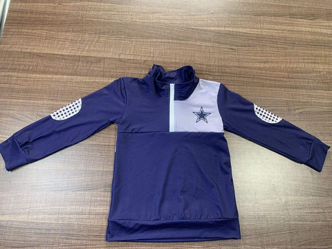 MOQ 8 pcs Custom Style DALLAS COWBOYS Pullover Ziper Shirt Top Boy