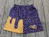 MOQ 5 pcs each style Custom Style LSU Team Ice Cream Drip Shorts