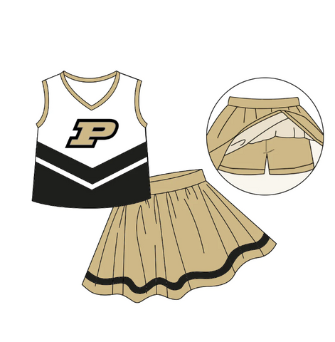 MOQ 8 pcs Custom Style PURDUE Cheer Girl Skirt Set
