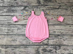 LR0466 Pink Tulle Baby Bubble Romper