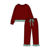 MOQ 5 pcs Custom Style Colorful Stripe Ruffles Girls Outfits