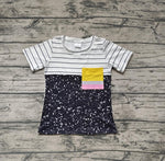 BT0235 Stripe Black Colorful Pocket Boy Shirt Top