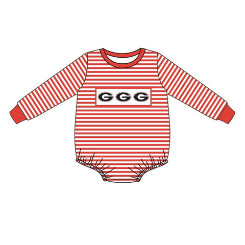 MOQ 8 pcs Custom Style GEORGIA Red Baby Bubble Romper Boy