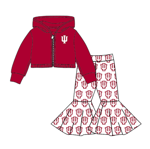 MOQ 8 pcs Custom style Indiana 2 pcs Girl's Coat set