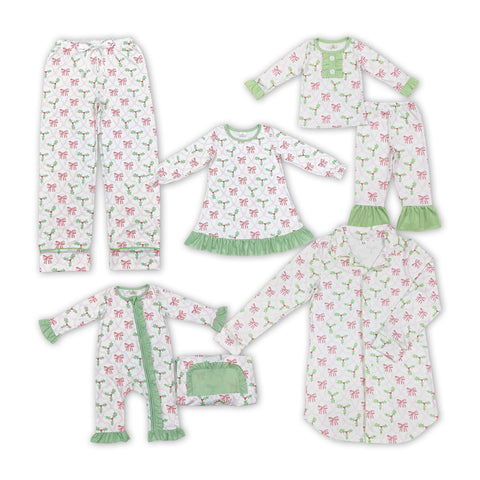 Christmas Bows Sibling Matching Family Clothes