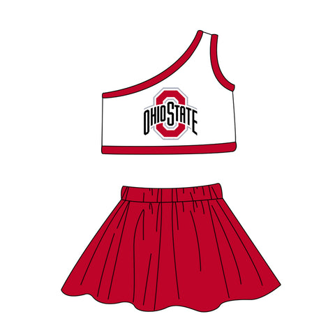 MOQ 3 pcs Custom Style Cheer Ohio state Girl Skirt Set