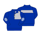 MOQ 8 pcs Custom Style Each Style Blue Kids Pullover Ziper Shirt