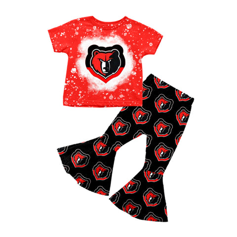 MOQ 8 pcs Custom Style University team Red Bear Girl Set