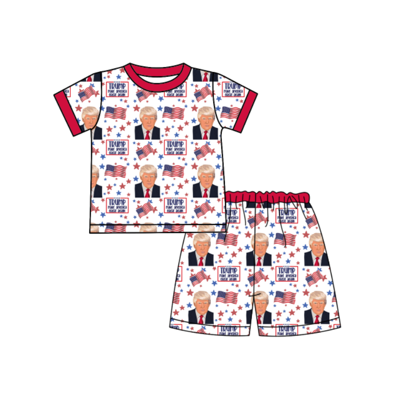 MOQ 8 pcs Custom Style TRUMP Kids Shorts Pajamas Set