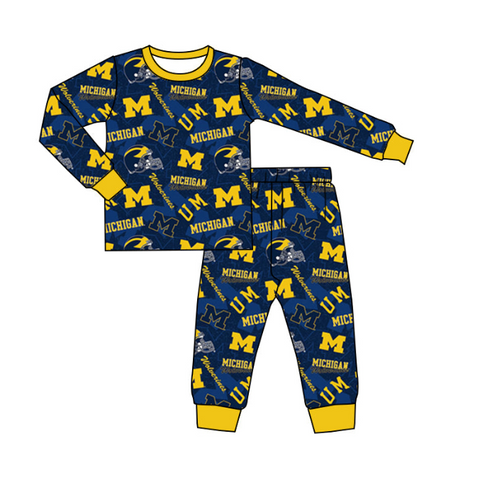 MOQ 8 pcs Custom Style MICHIGAN Football Team Girl Pajamas set