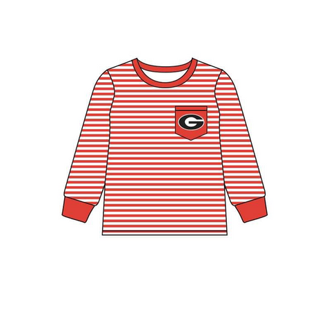 MOQ 8 pcs Custom Style GEORGIA Red Long Sleeves Boy Shirt