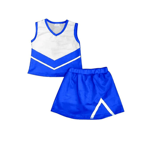 MOQ 8 pcs Custom Style Cheer Blue Girl Skirt Set