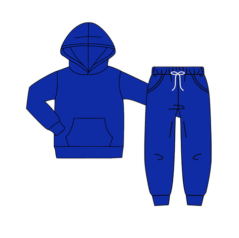 MOQ 5 pcs each style Custom Style Solid Color Ruffles Blue Boy Set