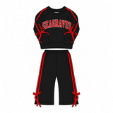 MOQ 5 pcs Custom Style School Team Stripe Girls Outfits