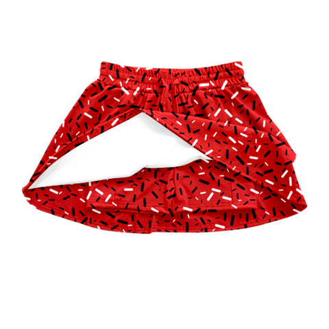 MOQ 8 pcs Custom Style Drip Sprinkles Red Skorts Skirt Shorts Lined