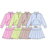 Preorder MOQ 5 pcs Each Color Stripe Play Tennis Pullover Pleated Girls Skorts Set