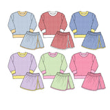 Preorder MOQ 5 pcs Each Style Solid Colorful Plaid Yoga Girls Skorts Set Kids Matching Clothes