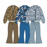 Preorder MOQ 5 pcs Each Color Hunting Camo Yoga Girls Coat Scallop Edge Pants Set-2026.8.27