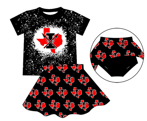MOQ 5 pcs Custom Style Each Style Red Black Team Cheer Girls Skorts Set