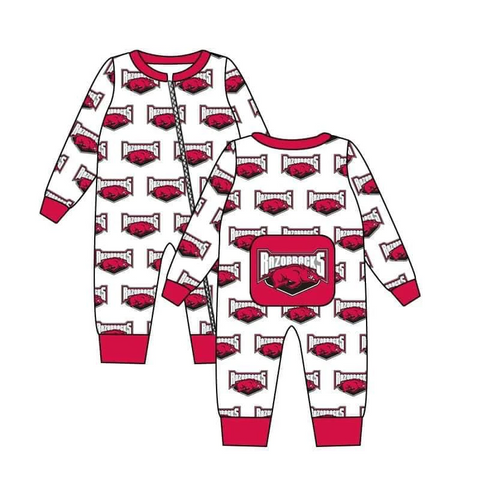 MOQ 8 pcs Custom Style School Team Boy baby zip sleeper