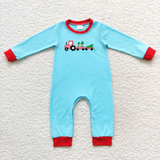 Christmas Embroidery Trees Car Truck Blue Kids Sibling Matching Clothes