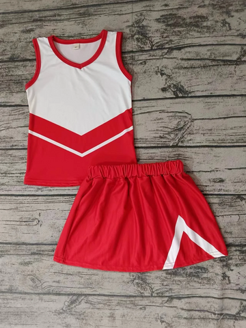 Deadline 10.16 Custom Style No MOQ Cheer Red Girl Skirt Set