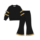 MOQ 5 pcs Custom Style Solid Color Colorful Ruffles Girls Outfits