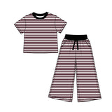 MOQ 5 pcs Custom Style Team Stripe Girls Wide Leg Outfits