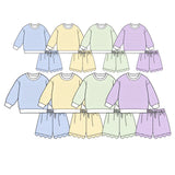 Preorder MOQ 5 pcs Each Colorful Stripe Scallop Edge Adult Women's Shorts Set