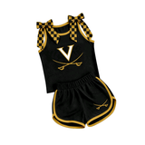 MOQ 5 pcs Custom Style School Team Plaid Bows Girls Shorts Set
