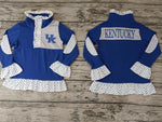 MOQ 3 pcs Custom Style UK KENTUCKY Print Pullover Ziper Shirt Top Girl